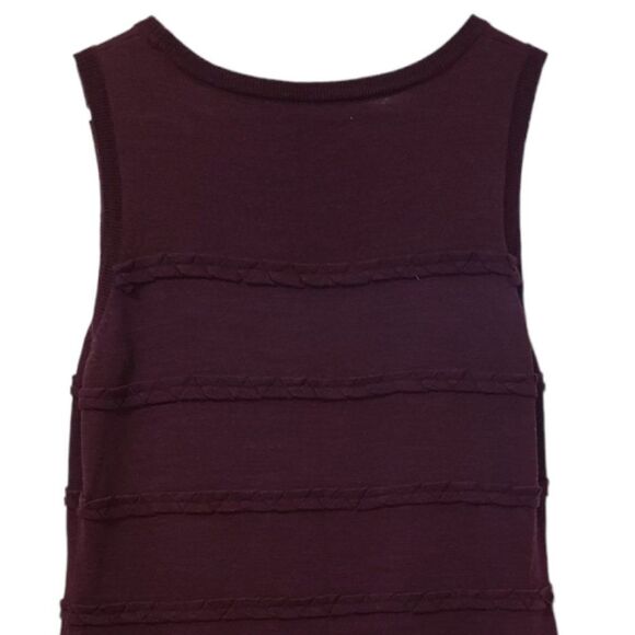 Calvin Klein Sweater Dress M Burgandy Wool Blend Sleeveless Stretch Striped - Picture 4 of 6
